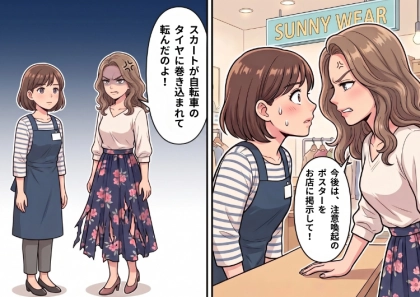 <後編>「このスカートどうしてくれるのよ!」優雅でおしゃれな親子が来店。ロングスカートを購入して笑顔で帰っていったが⇒なんと10分後、豹変したズタボロの姿で戻ってきて・・・