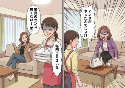 「いつも部屋汚いわねw家具もセンス無いし！」アポなし訪問で嫌味ばかりの義姉。ある日「アンタ何てことするのよ！？」と怒鳴られたかと思えば⇒義姉の高級バッグにコーヒーがかかってしまい・・・