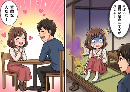 「うわっ！臭すぎる！！」「彼の鼻がもげてしまう！」初デートで良い雰囲気の居酒屋に行ったら、まさかのお座敷の個室！？⇒ブーツを脱ぐと強烈なニオイが充満してしまい・・・