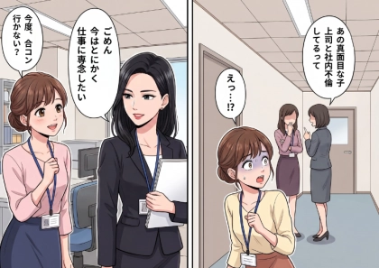 「あの真面目な子、上司と社内不倫してるらしいよ」恋愛に興味がないはずのシゴデキ同僚の黒い噂。信じられないので、真相を確かめることに⇒上司と打ち合わせ中の会議室へ行くが・・・