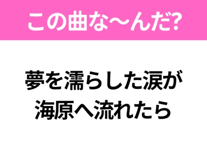 【ヒット曲クイズ】歌詞「夢を濡らした涙が 海原へ流れたら」で有名な曲は?平成のヒットソング!
