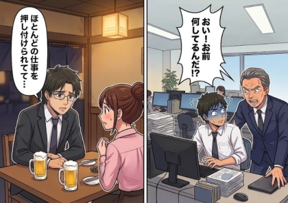 <後編>「え?なにか隠そうとしてる…」いつも熱心でハードワーカーな憧れの先輩!しかしある日、彼のパソコンの画面に謎のサイトが!?⇒同じタイミングで残業が急に増えた後輩にも違和感を持ち始めて・・・