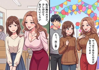 「胸の大きさ分けてあげた~いw」スレンダー体型をバカにしてくる友人。文化祭でイケメンと仲良くなったら嫉妬され⇒「このニット、私だとパツパツで伸びちゃうw」同じ服でマウントを取ってきて・・・