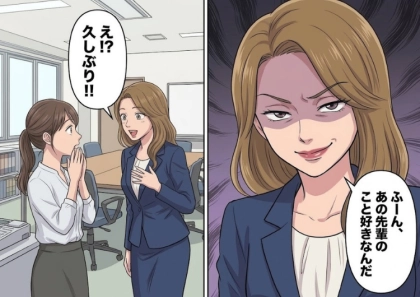「先輩と一緒に出張なんて緊張しちゃう♡」完全に浮かれながら取引先に行くと、大学時代の苦手な友人に偶然再会⇒「おふたりはいい感じなんですか~?w」先輩が気になっていることを勘付かれて・・・