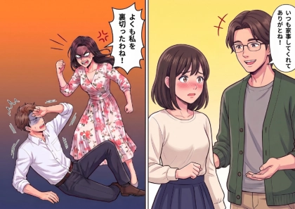 <後編>「どういうことなのよおおおお!」ビジュが完璧すぎるお隣さん夫婦!しかし、少しずつ夫婦に違和感を覚え始めると⇒ある日、爆美女の奥さんが旦那さんに殴りかかっていて・・・