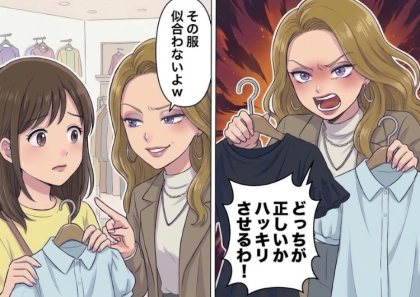 「その服全然パーソナルカラーに合ってないじゃん!」自分のセンスを押し付けてくる友人。気に入った服を買おうとすると⇒「どっちが正しいかハッキリさせてやるから!」友人がとった驚きの行動とは・・・