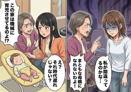 ＜後編＞「はぁ！？何よこれ！アンタの育児は最悪ね！」便利家電をフル活用してワンオペ育児をしていたら…まさかの義母から説教！？⇒「機械に育てられる子どもが可哀想」心無い言葉を浴びせてきて・・・