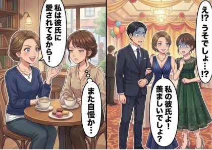 「私はアンタと違って彼氏に愛されてるから~(笑)」事あるごとにマウントを取ってくる友人が、なぜか同窓会に彼氏を連れてきたが⇒「え!?何でここに!?」紹介されたのはまさかの人物だった・・・