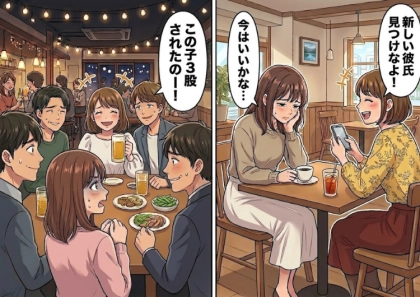 「浮気されただけでアンタ暗すぎ!こっちまで気分下がるから早く彼氏作って」友達に無理やり合コンに連れていかれて⇒「この子3股されてウケるw」“失恋話”を飲み会のネタにされてしまい・・・