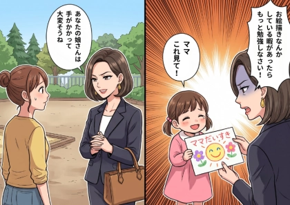 「ママにプレゼントだよ!」⇒「はぁ!?お絵描きする暇あるなら勉強して!」周囲を見下す教育ママが大暴走!?我が子が描いた絵まで全否定する始末⇒なんと娘さんが大号泣してしまい・・・
