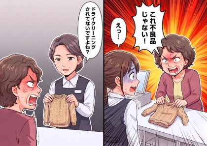 「不良品売りつけるなんて詐欺よ!今すぐ返金しろ!」ニットが縮んだとクレームをつけてくるお客様。しかし店員の対応は予想外で⇒「クリーニングされてないですよね?」さらに怒らせる発言をして・・・