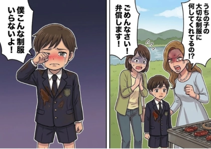 ＜後編＞「公立校って暇そうで羨ましいわ～w」事あるごとに私立小学校マウントを取ってくるママ友⇒「じゃーん！特別に最高級の制服を見せてあげる！」BBQにまさかの制服姿で登場して・・・