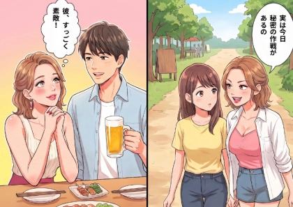 「彼を落とすためにオイル入りパッドを仕込んで…」気合十分で男女混合BBQに参加！秘密のアイテムでナイスボディを作り上げる友人⇒谷間を強調してBBQの準備を進めるが・・・