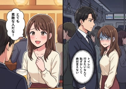 「イケメンの前で漏らすのだけは勘弁!」合コン帰りの満員電車で、意中の彼とまさかの超密着!?しかし、ドキドキの急接近から一転⇒強烈な尿意が襲ってきて・・・