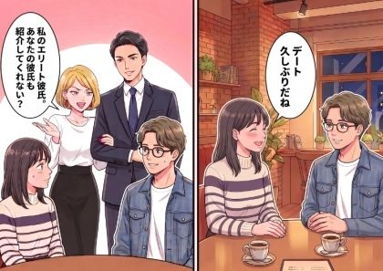 「低収入で将来性がない彼氏とよく付き合えるねw」ハイスペ彼氏をゲットした同僚のマウント攻撃!わざわざデートにまで乱入してきて⇒「これが自慢のエリート彼氏♡」地獄の食事会が始まり・・・