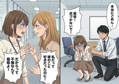 ＜後編＞「奥さんの同期と不倫するなんて最低だよね」ある日社内で夫の不倫に関する噂話を聞いてしまい…夫が残業している会議室へ向かうと⇒まさかの社内不倫キス現場を目撃してしまって・・・