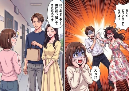「どういうことなのよおおおお！」ビジュが完璧すぎるお隣さん夫婦！しかし、少しずつ夫婦に違和感を覚え始めると⇒ある日、爆美女の奥さんが旦那さんに殴りかかっていて・・・