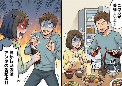 ＜後編＞「君の手料理を食べるために生まれてきたんだ！」新婚生活でハイな夫に頑張って作った手料理をふるまうが⇒「これ味付けし忘れた？」料理をけなされてしまい・・・