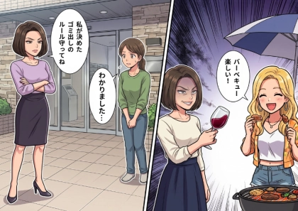 「私が決めたルール守りなさいよ!」ボスママが支配する地獄の社宅生活。そこに現れたのはド派手なギャルママ!?⇒他の人が目立つのが許せないボスママは、なんと卑怯な手で嫌がらせを・・・