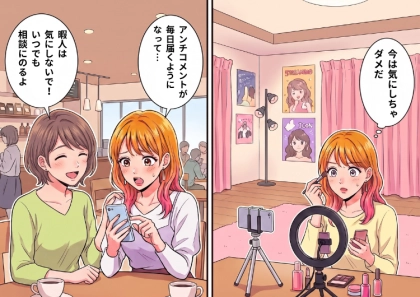 アンチコメントの嵐!?順調な美容系YouTuberに毎日届く心無い声。せっかく実施した生配信もアンチに荒らされてしまい⇒精神的に限界を迎えてしまって・・・